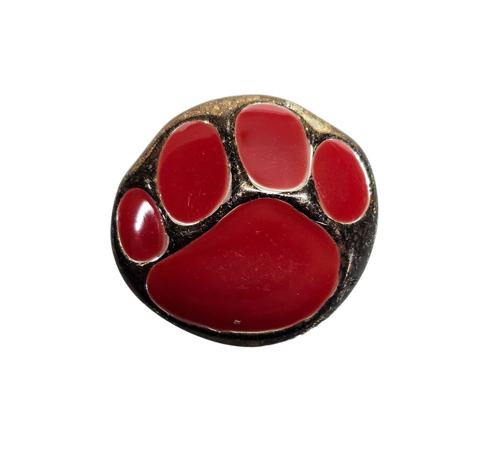 Red Enamel Paw Print Brooch Pin & Pendant Charm Animal Lover Jewelry
